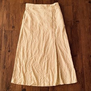 American Eagle Floral Button-Up Slit Midi Skirt size S light green